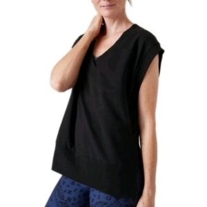 Athleta Retroterry V Neck Sweatshirt Black Muscle Tee NWT $79